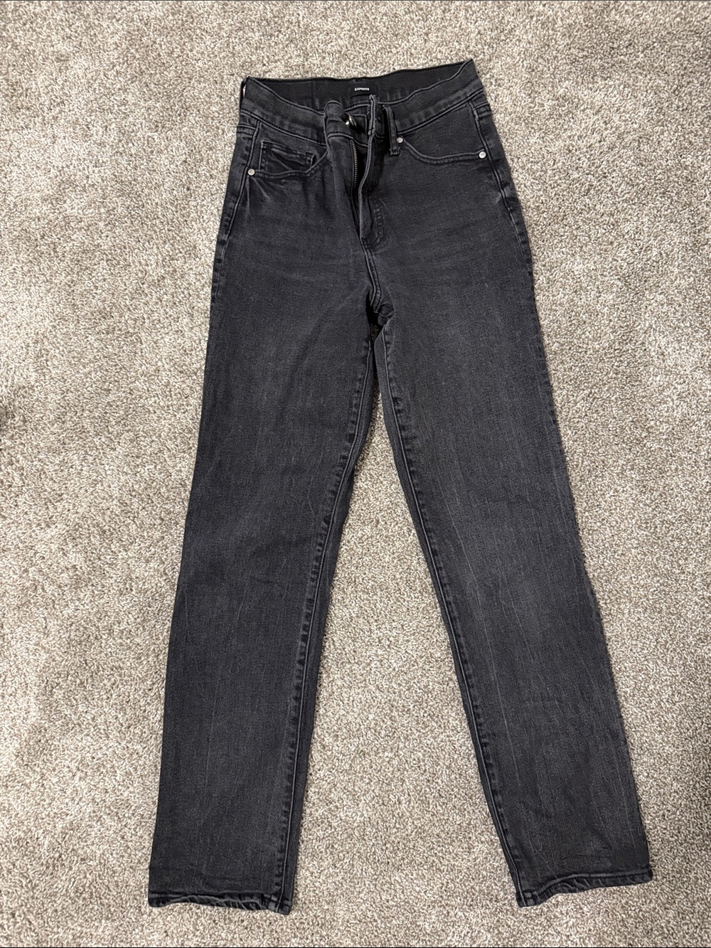 Express High-Rise Black Straight Jeans
